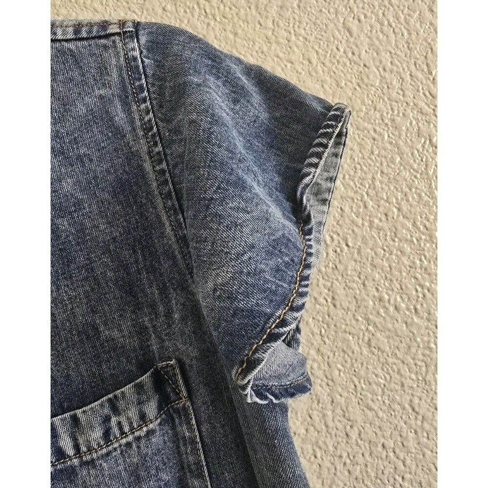 Rails Denim Dress Women's Size S Mid Blue Tencel Midi Flutter Sleeve Snap Button - Picture 6 of 9